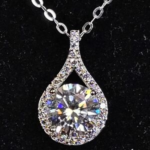 2CT Moissanite Necklace With Sterling Silver 925 Chain With Appraisal!